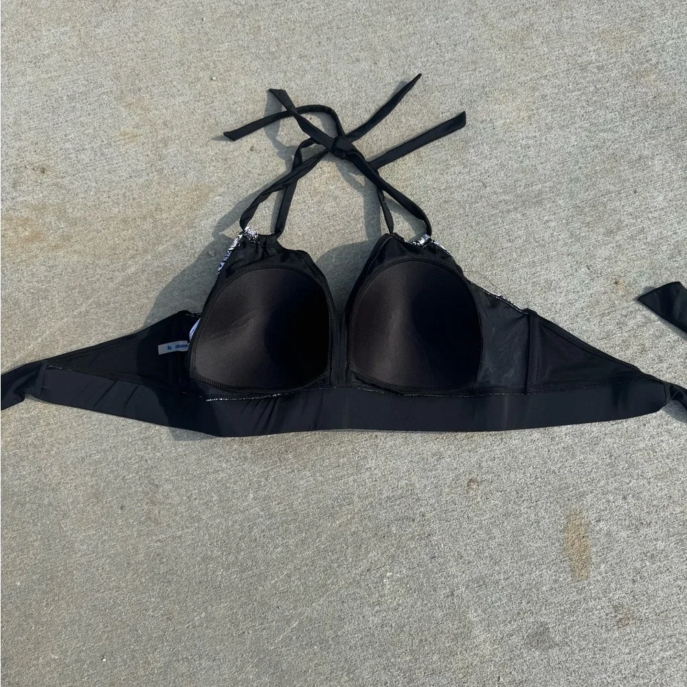 Swimsuits For‎ All Black/White/Rose Gold Avenger Halter Swim Top size 24